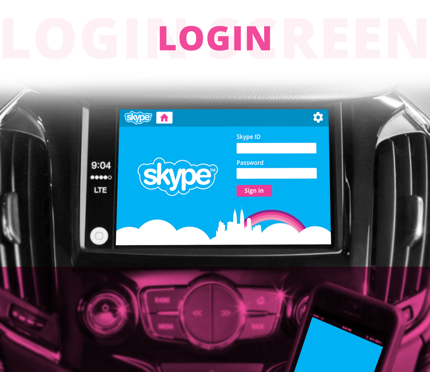 car play app mobile UI ux stereo Smartcar concept redesign application Skype calling