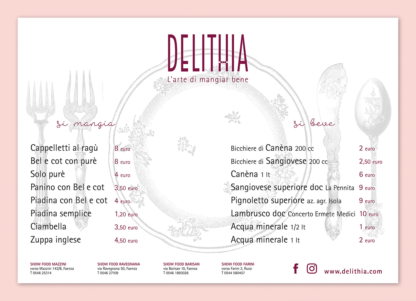 graphic design menu print restaurant pink Food 