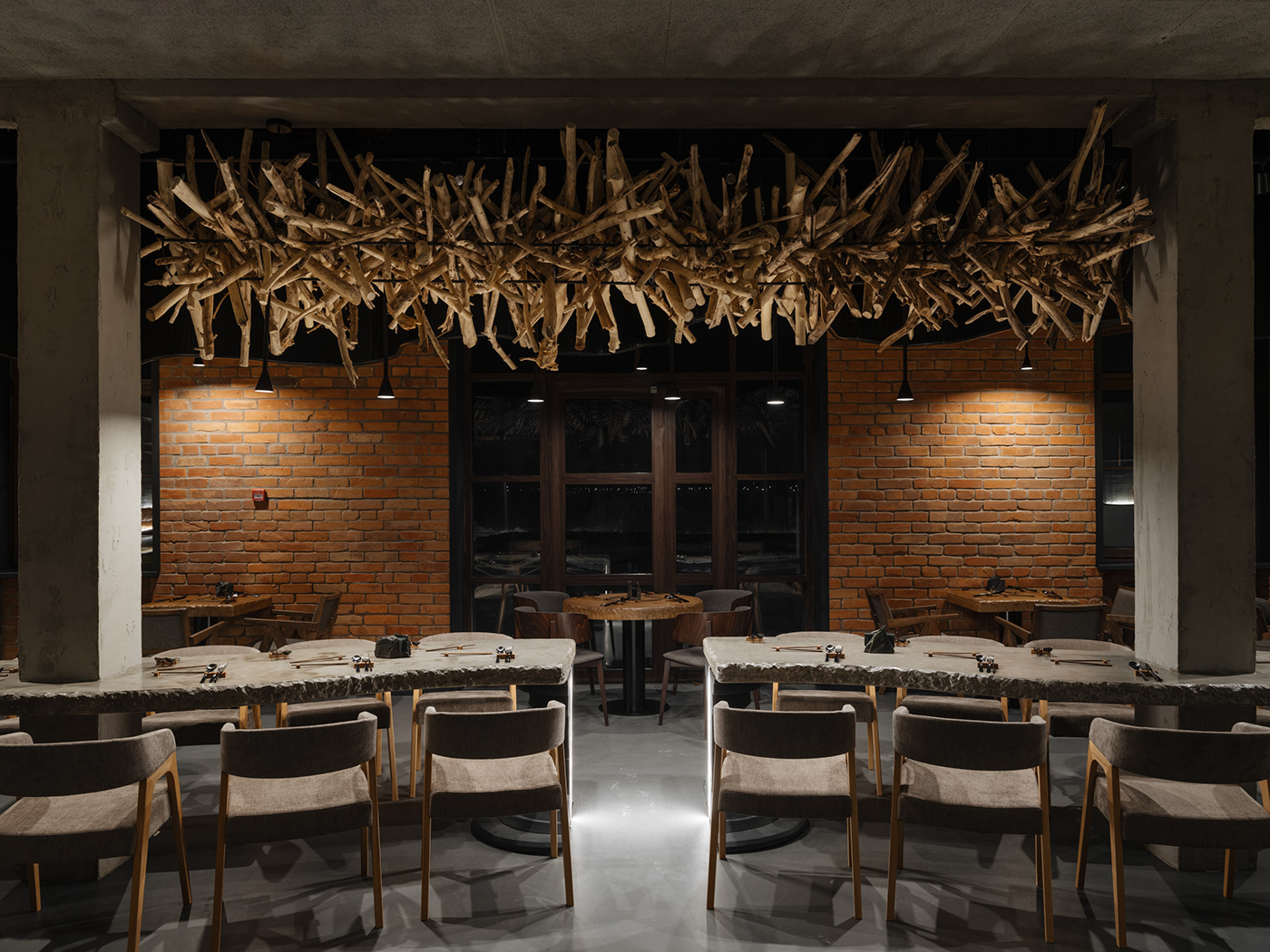 restaurant Izakaya japanese food LOFT interior design  architecture identity design maket бар