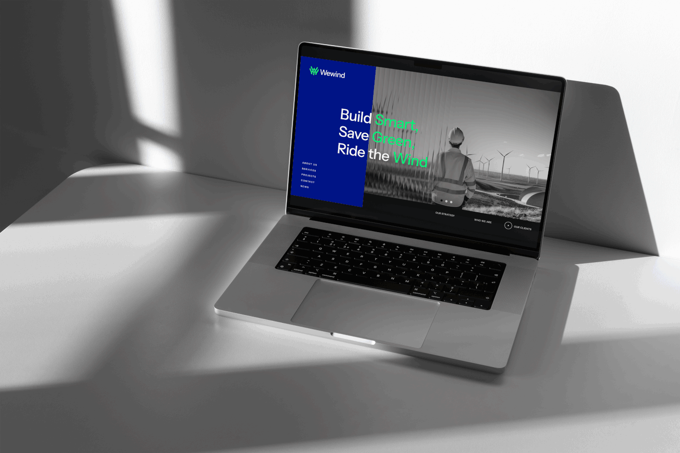 brand website direction on laptop