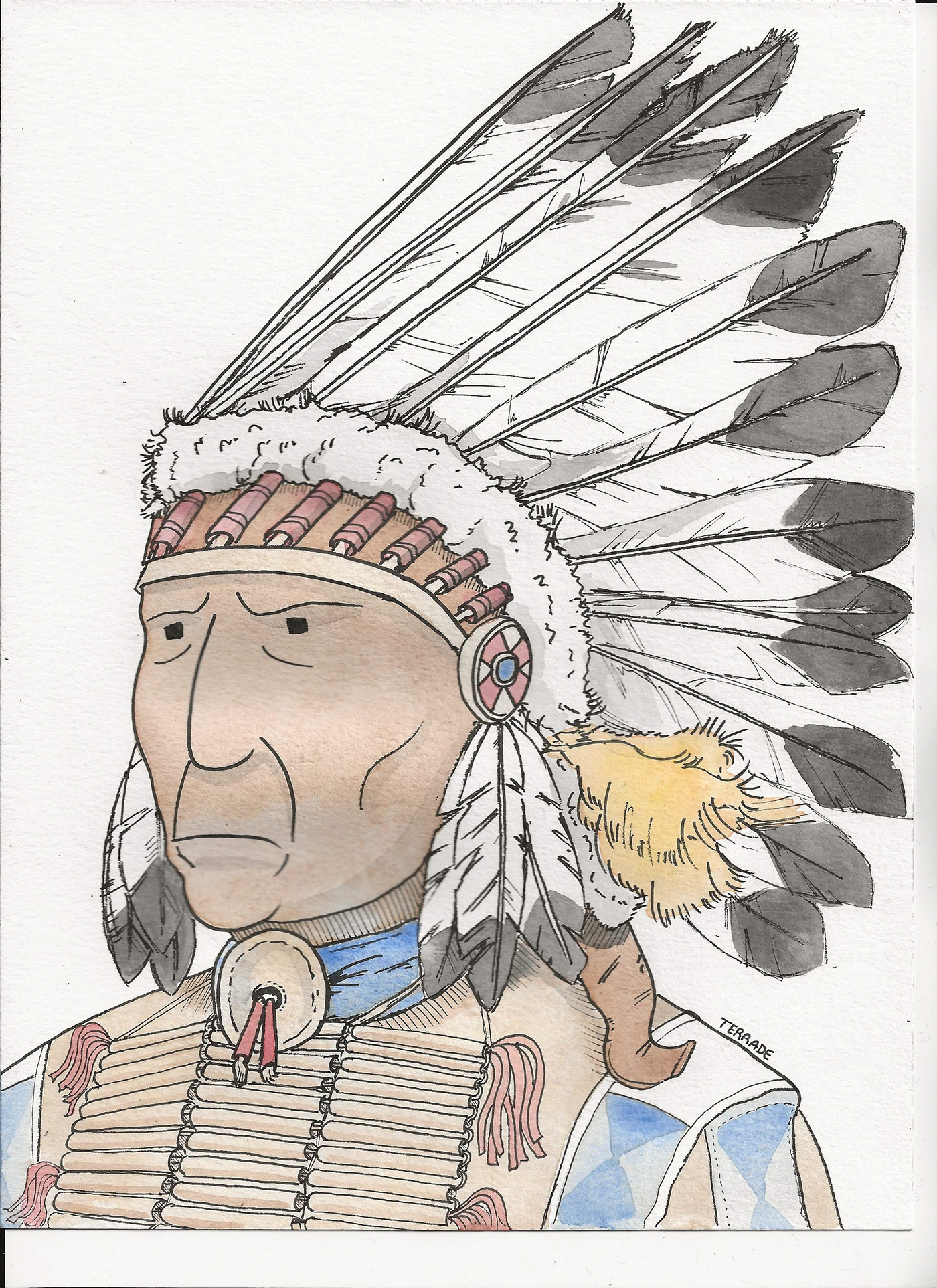 indian ink nativeamerican watercolor