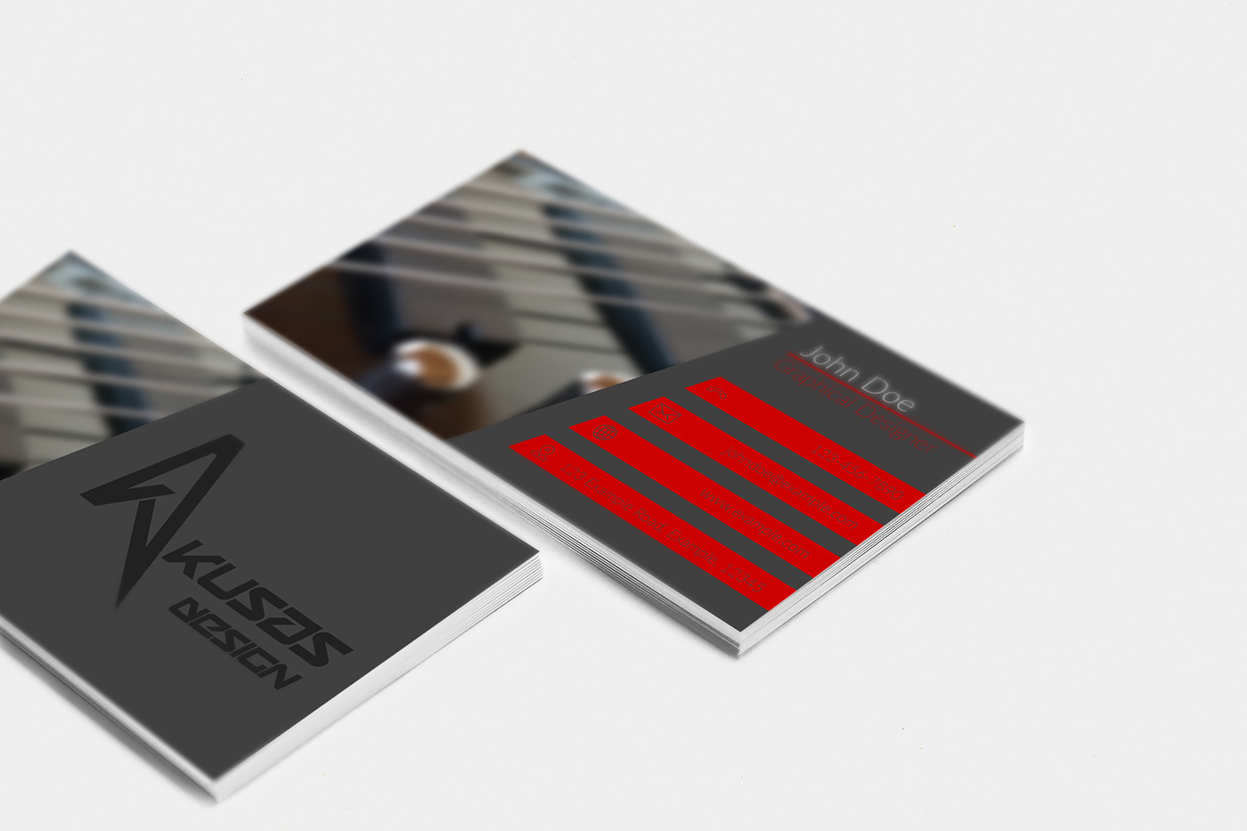 Akusas Design branding  business card red palette graphical design