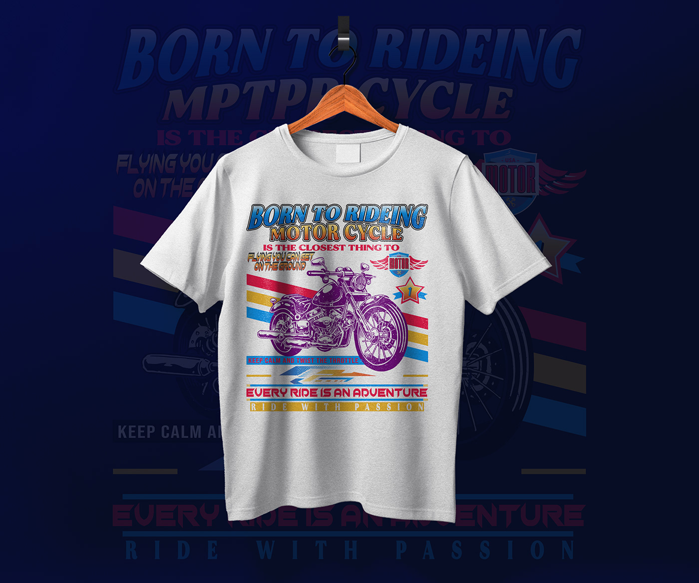 Bike T-shirt Design I Born To Ride T-shirt Design Project