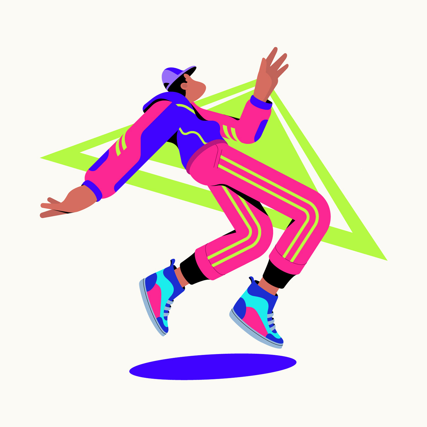 dancer skateboard beats music Character design  funky neon boombox Hipster shoes