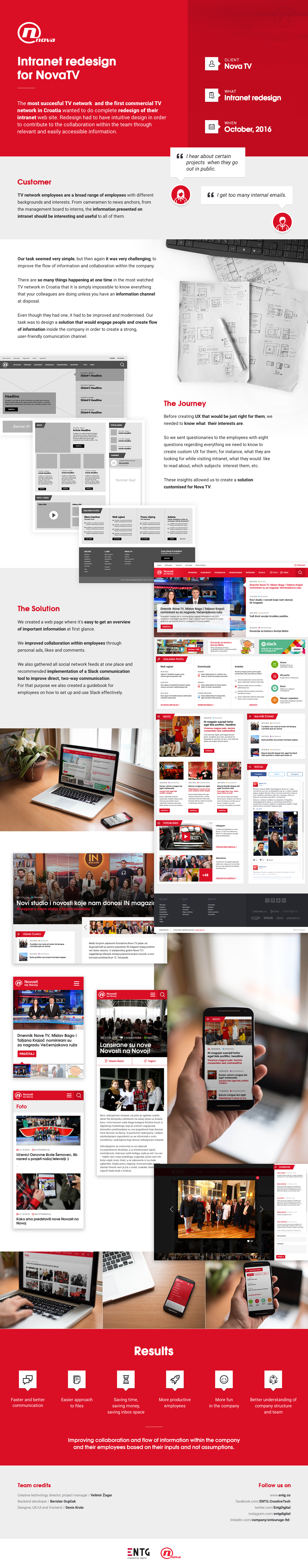 Intranet corporate Web tv network Croatia Nova TV redesign wordpress design development