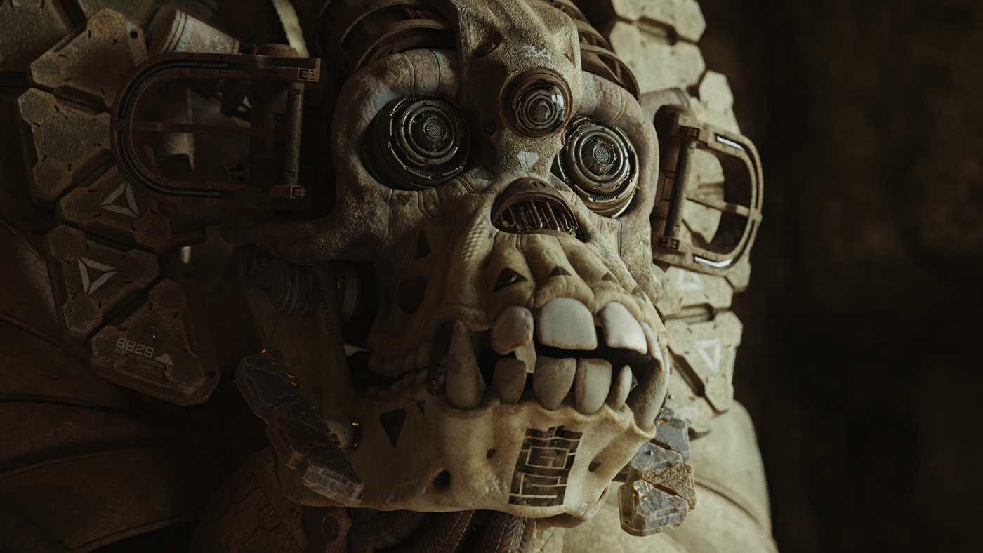 design skull 3D c4d Digital Art  robot art redshift cinema 4d