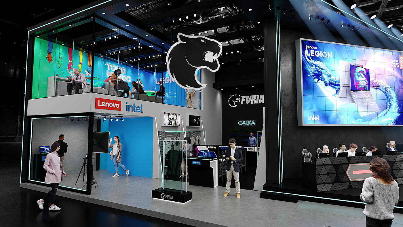 Lenovo BGs Gaming furia Gamer Exhibition Design  Stand estande booth legion