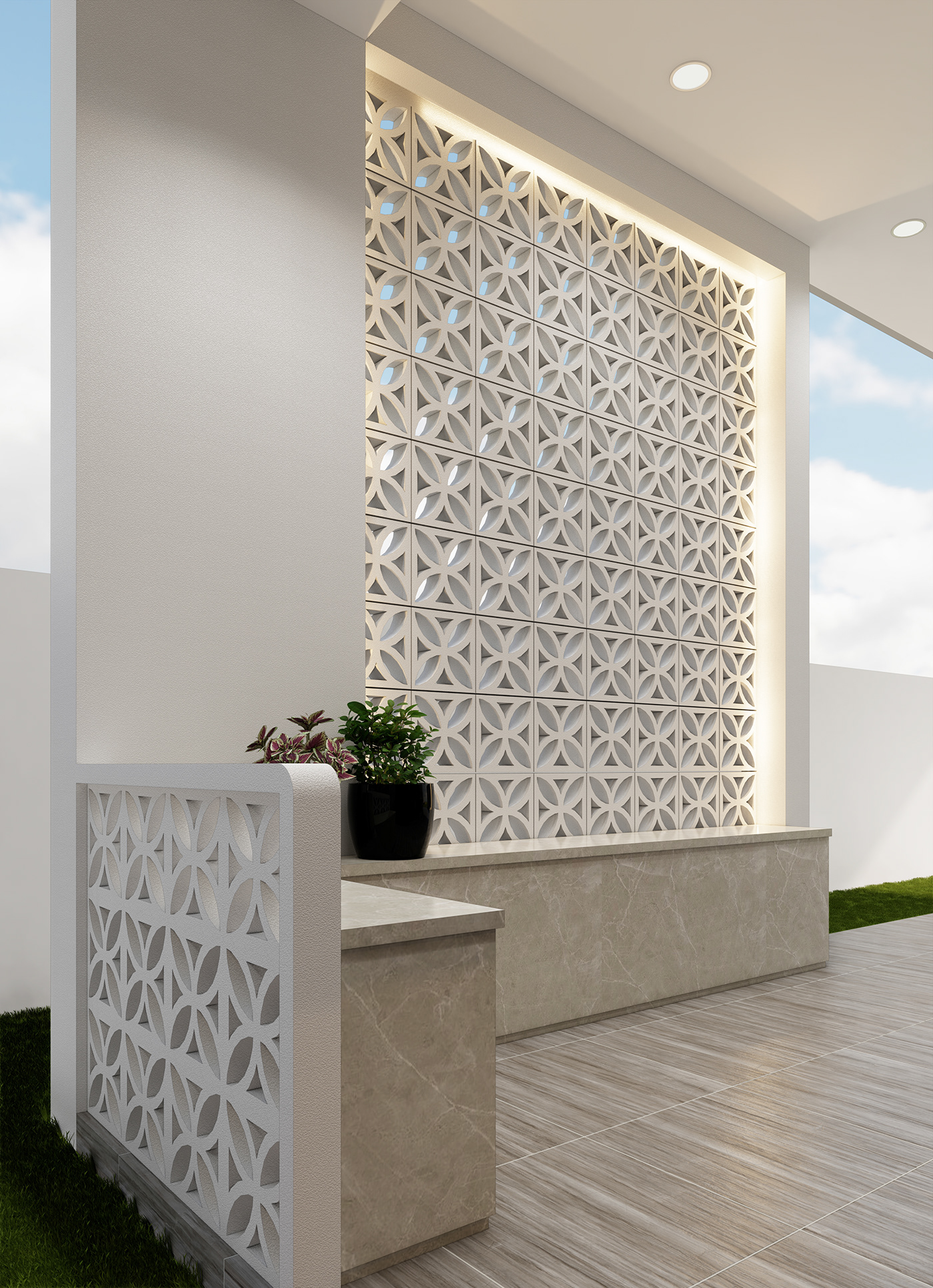 3D architecture exterior indoor interior design  modern Outdoor Patio Render