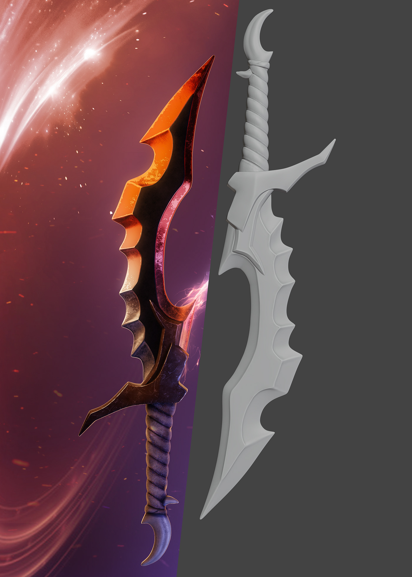 dagger Weapon concept Game Art design Graphic Designer modeling 3D Render weapon design
