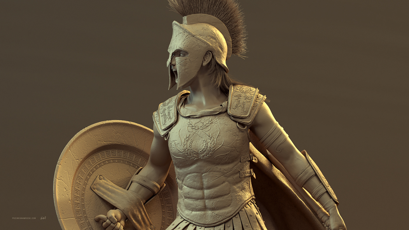 Gladiator warrior Spartan clay clay render statuette figure Sculpt sculpture