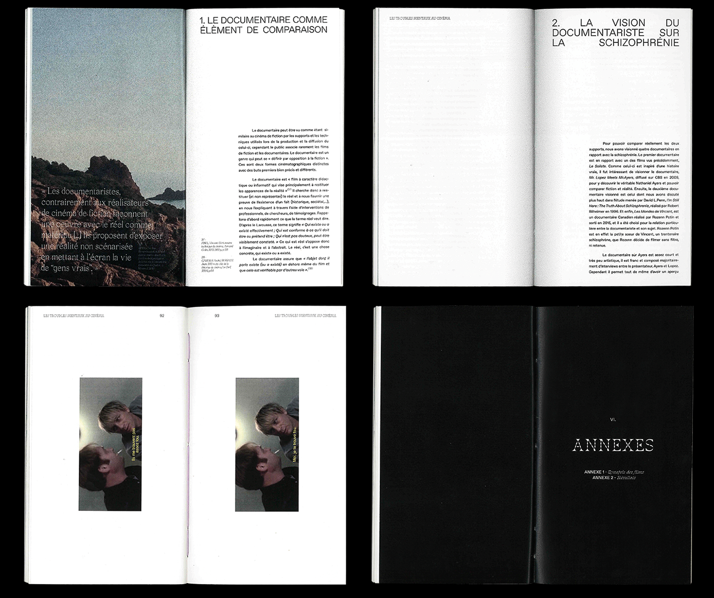 thesis editorial movie mental health typography   book grid Film   Mémoire bw