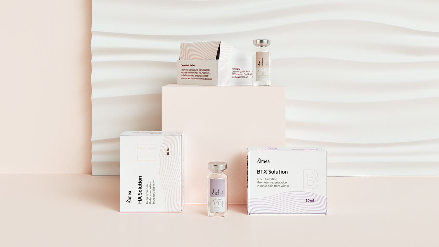 cosmetics boxes injection pastel Packaging motion medical ampoule skincare Packshot