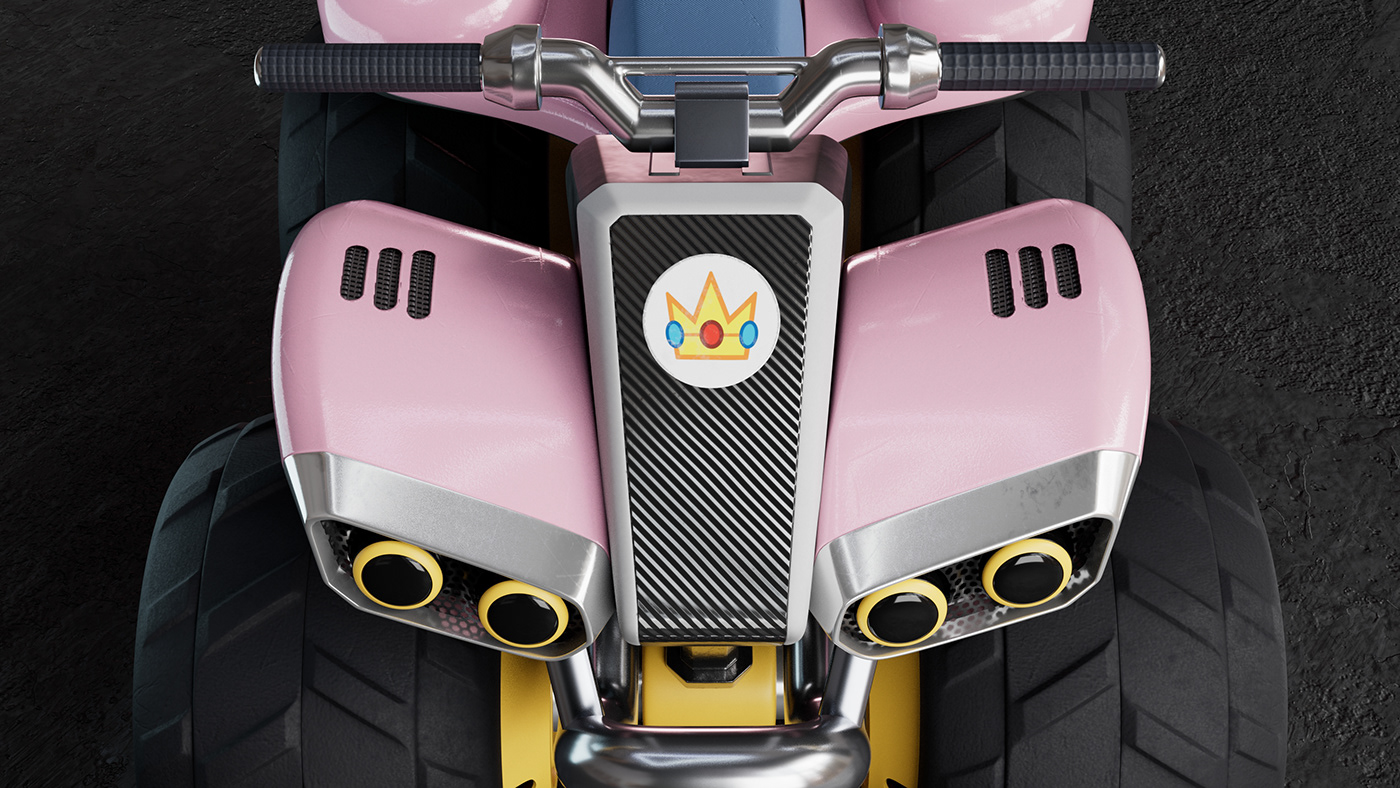 3d modeling Fan Art Game Art mariokart Maya Princess Peach Prop Modeling quadbike toy Vehicle