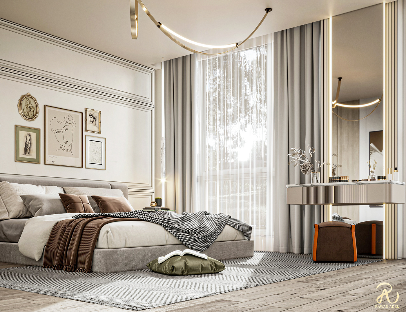 bedroom design Bedroom interior visualization architecture interior design  Render 3ds max corona modern newclassic bedroom