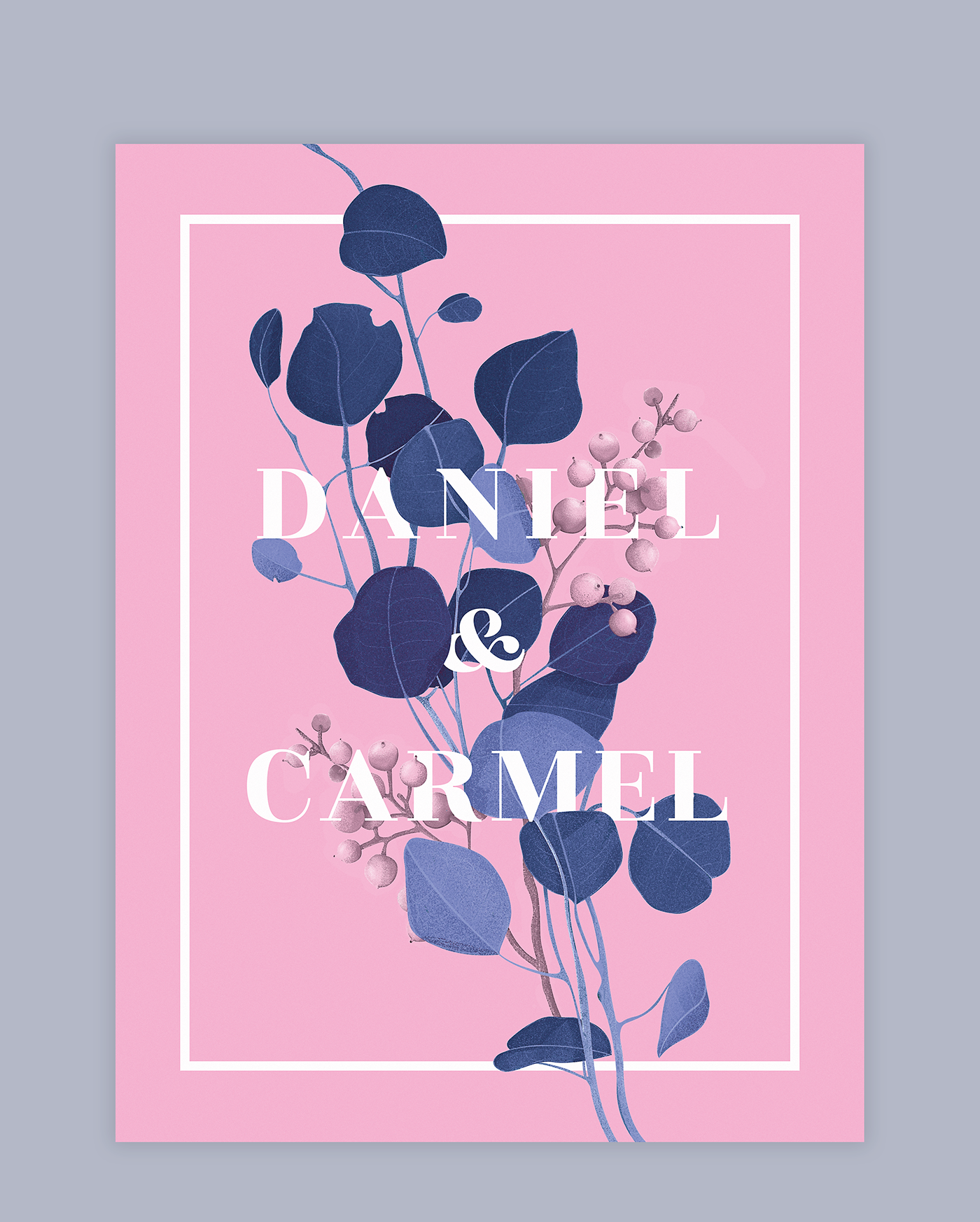 wedding invitations wedding invitation floral Fruit hand drawn pink and blue pink card daniel leaves