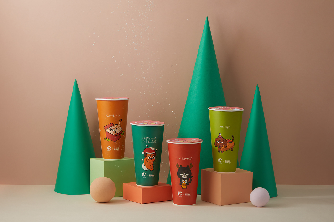 Christmas Paper Cup Packaging co-branding ILLUSTRATION  챗봇 巴黎奧運 꽃꽃이