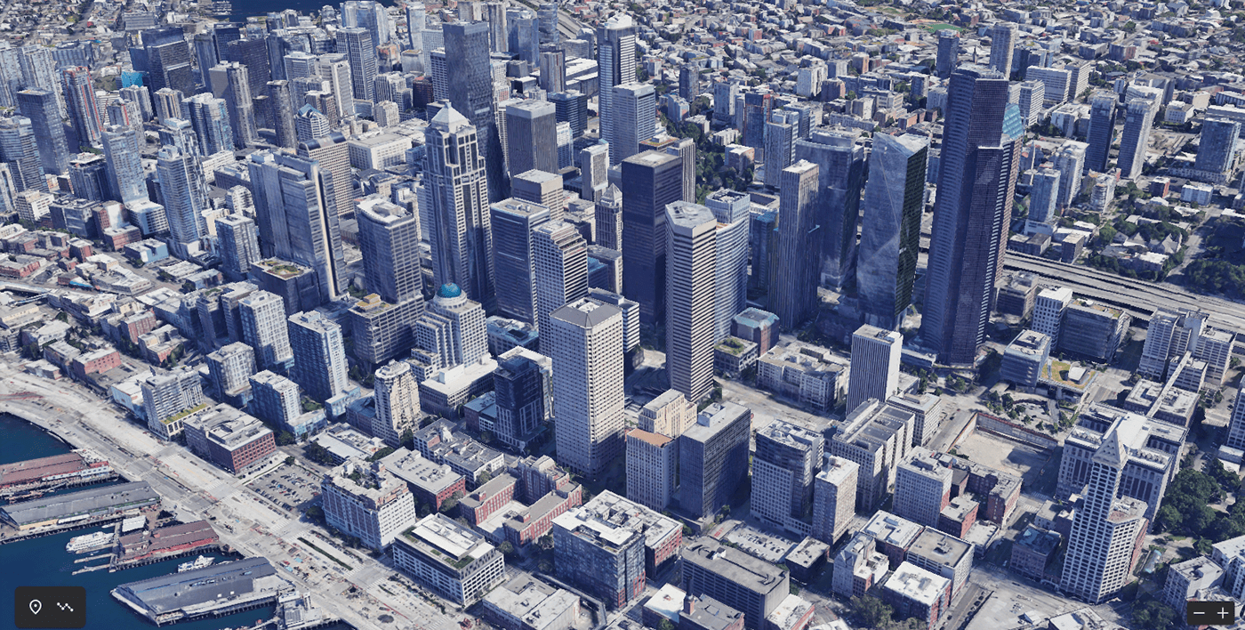 A Google Maps screenshot of Seattle to compare to scale model