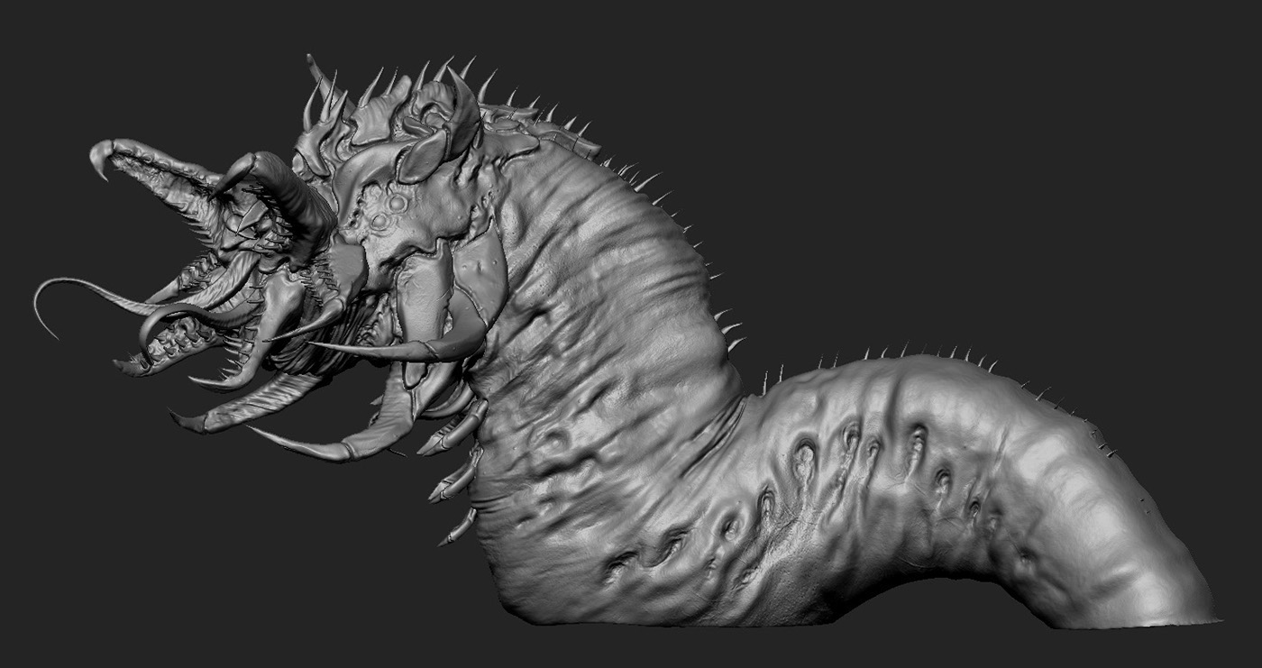 Starwars sandworm monster creature creaturedesign worm tremors tatooine conceptart Zbrush