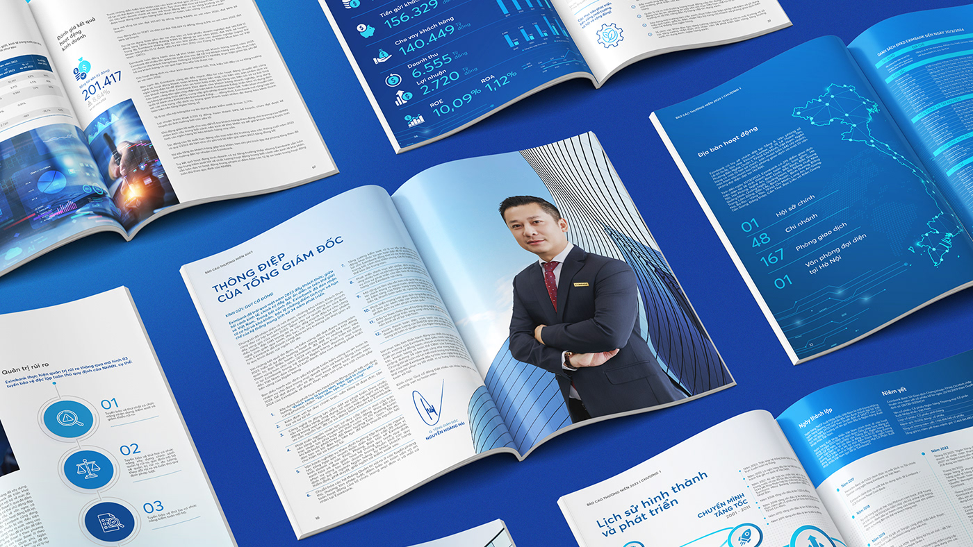 annual report Layout editorial book design print brochure corporate Bank
