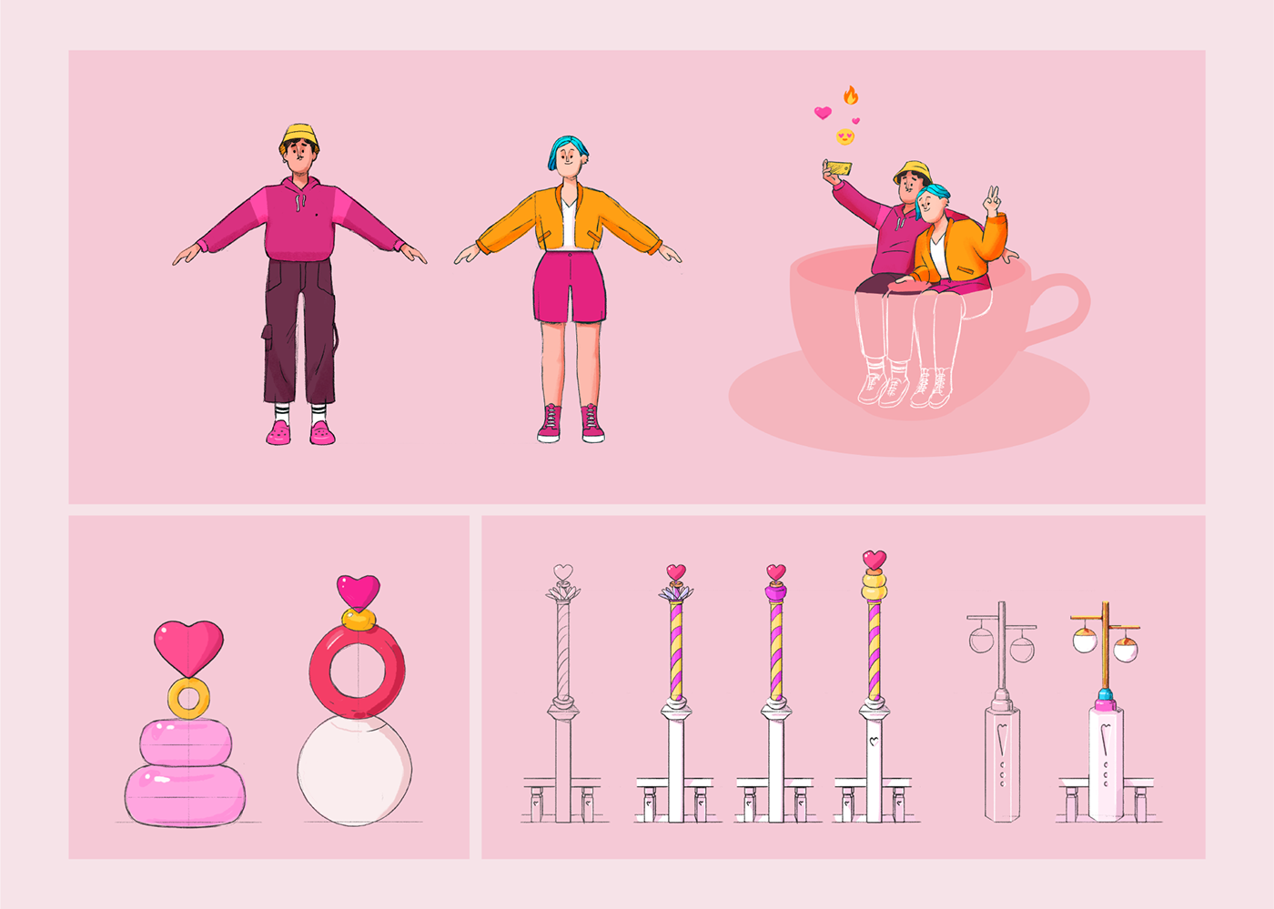 3d animation Character design  digital illustration concept art motion graphics  character animation gif Valentine's Day Love couple