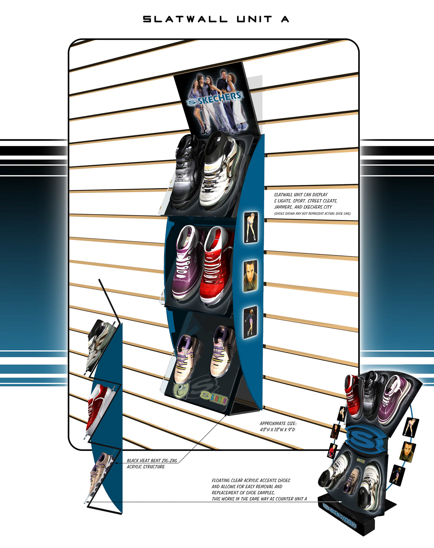 shoe Merchandising design 3D Visual Merchandising Retail design instore display Sketchers