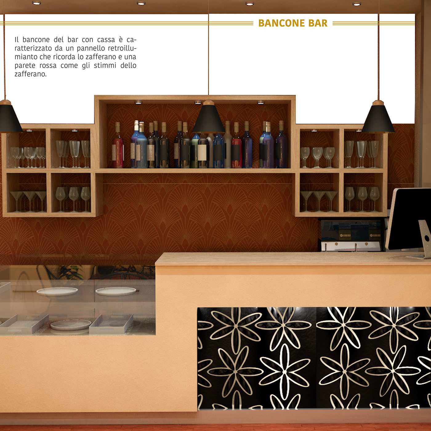 graphic graphic design  Interior interior design  restaurant yellow Zafferano
