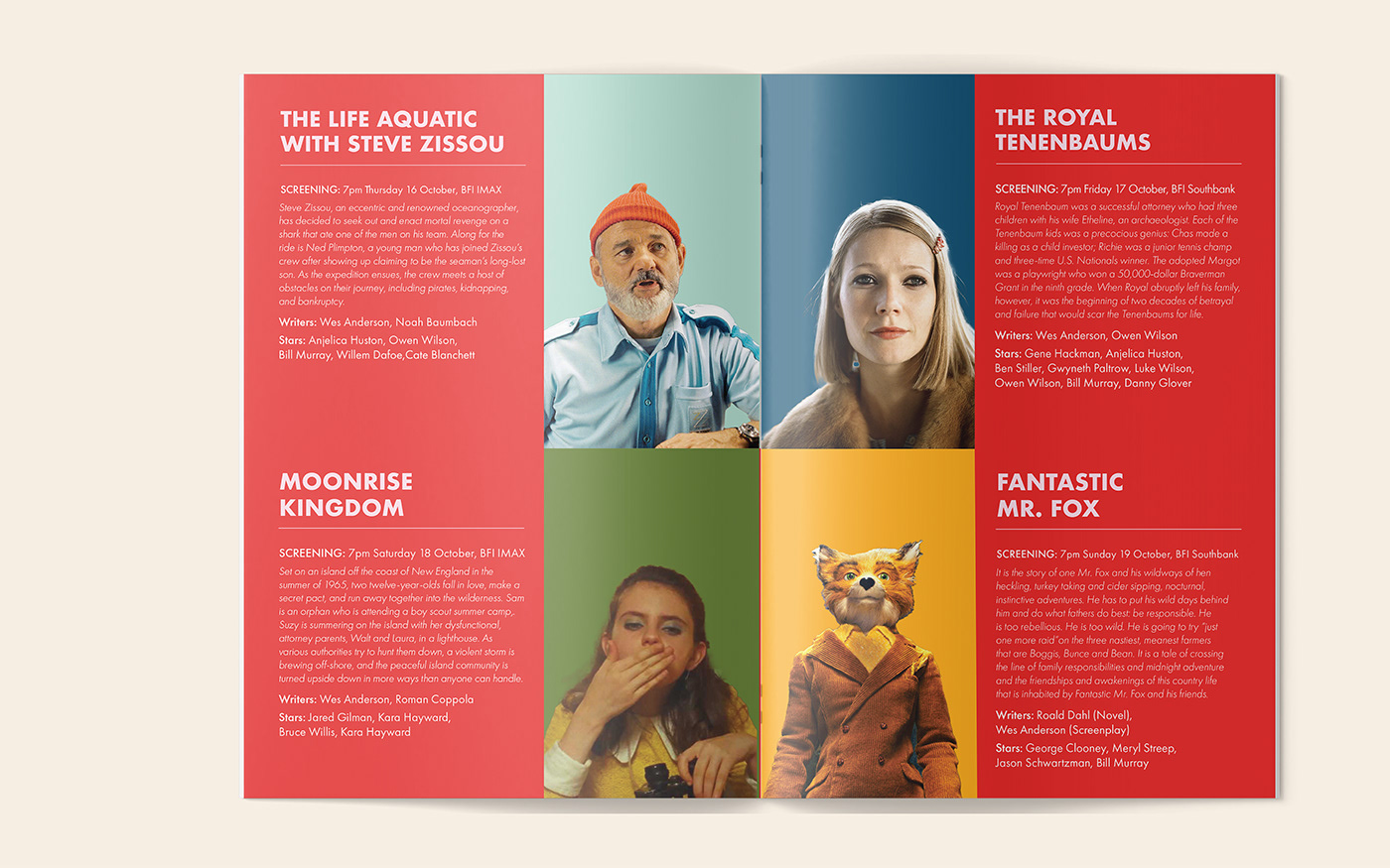BFI brochure film festival graphic design  shillington wes anderson
