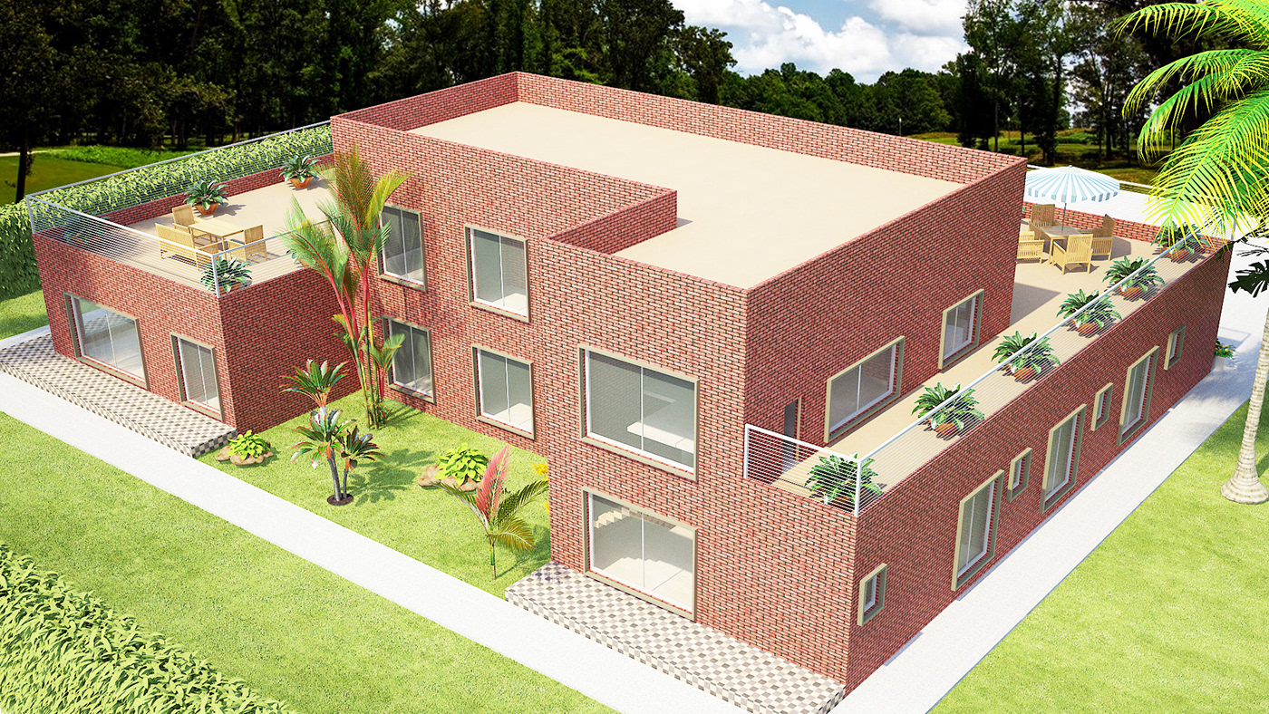 3D commercial Elevations exterior front visualization