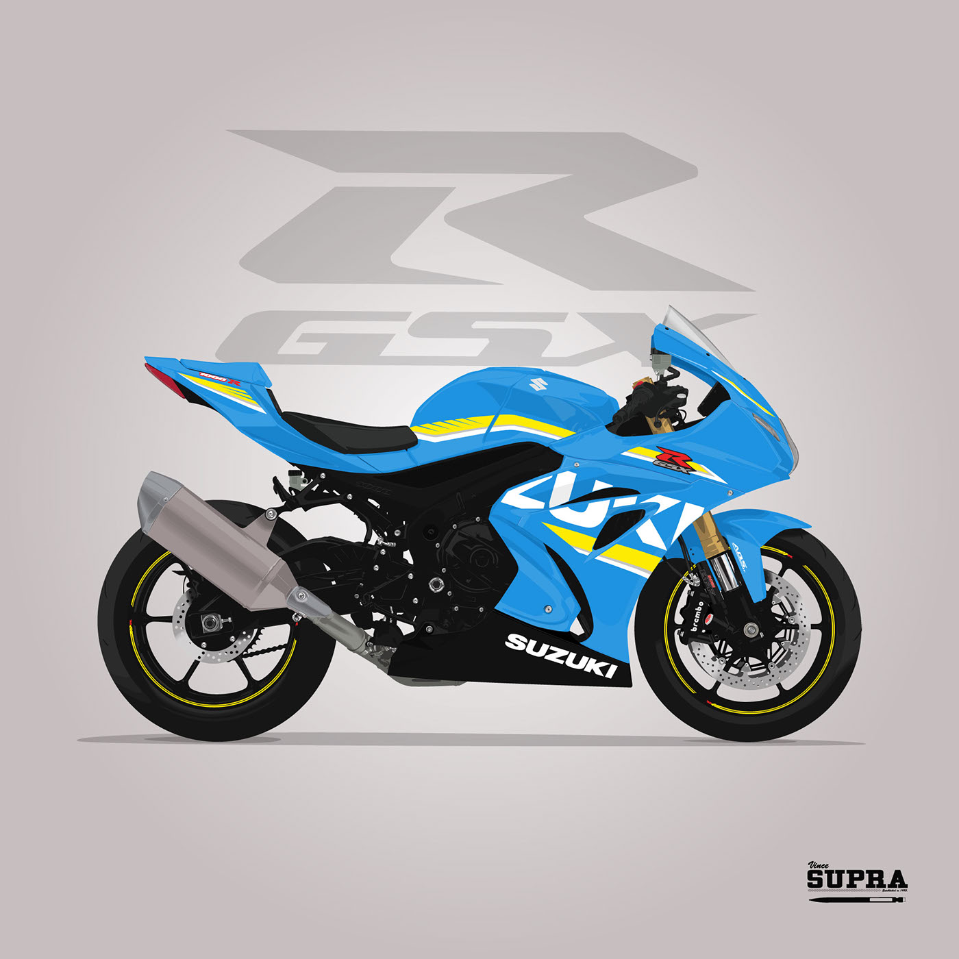 Suzuki gsxr Illustrator moto motorbike motorcycle sportbike superbike Digital Drawing