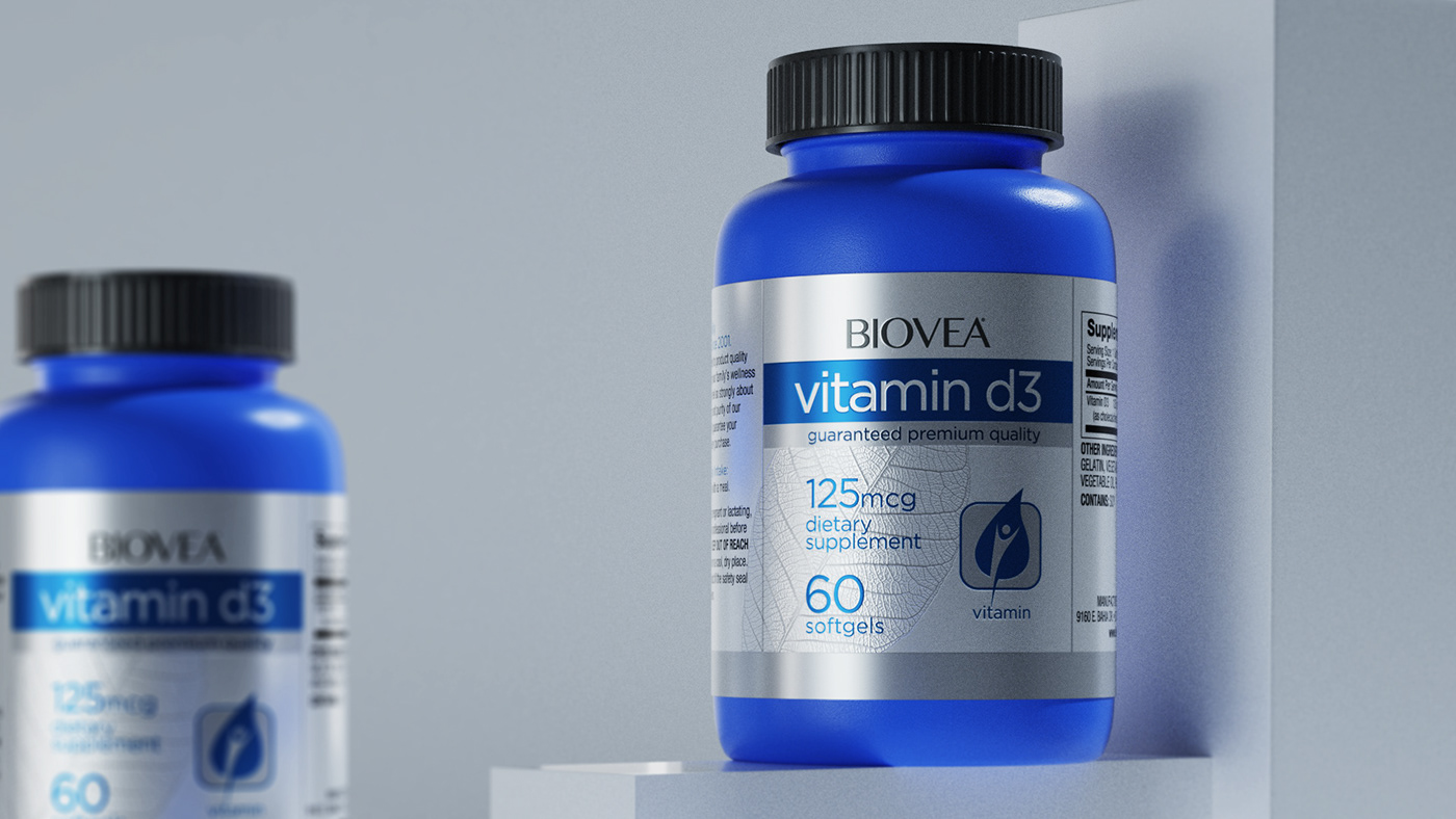3D CGI design nutrition Packaging product remedy vitamin bottle Render