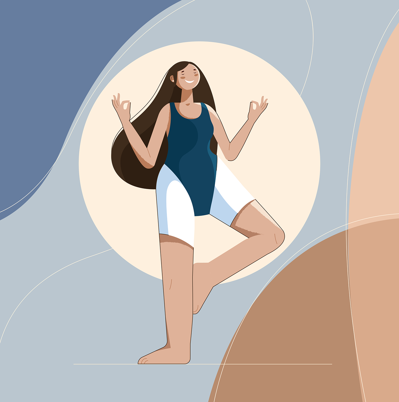 Character design  Yoga sport Character relaxation Poses vector adobe illustrator yoga girl