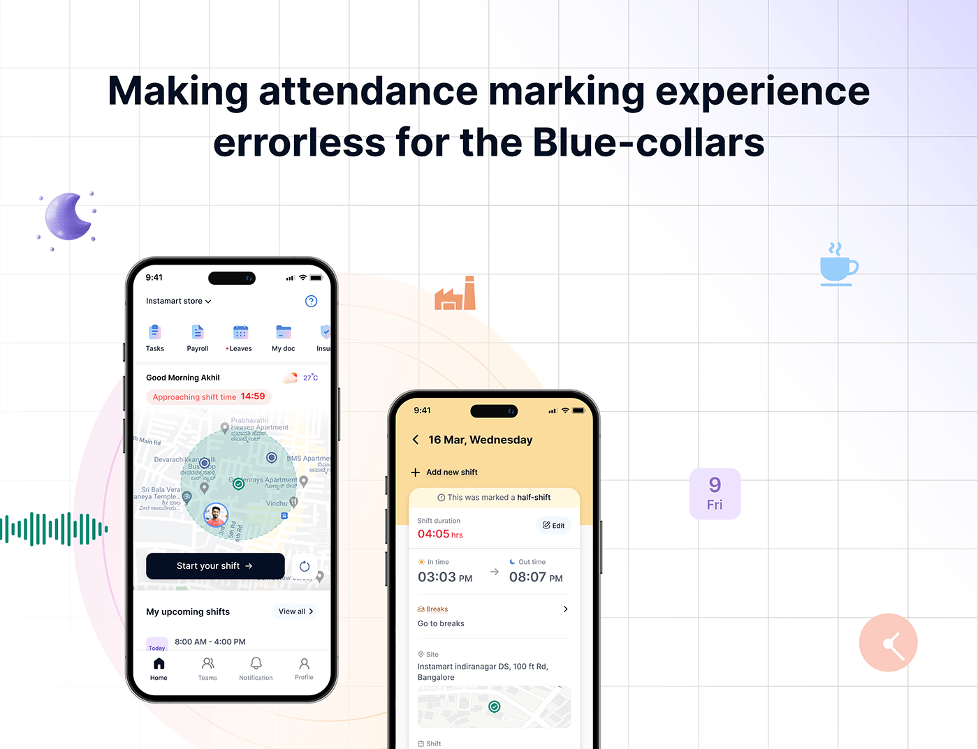 attendance research ux UI app design Case Study Mobile app UX design user interface bluecollar