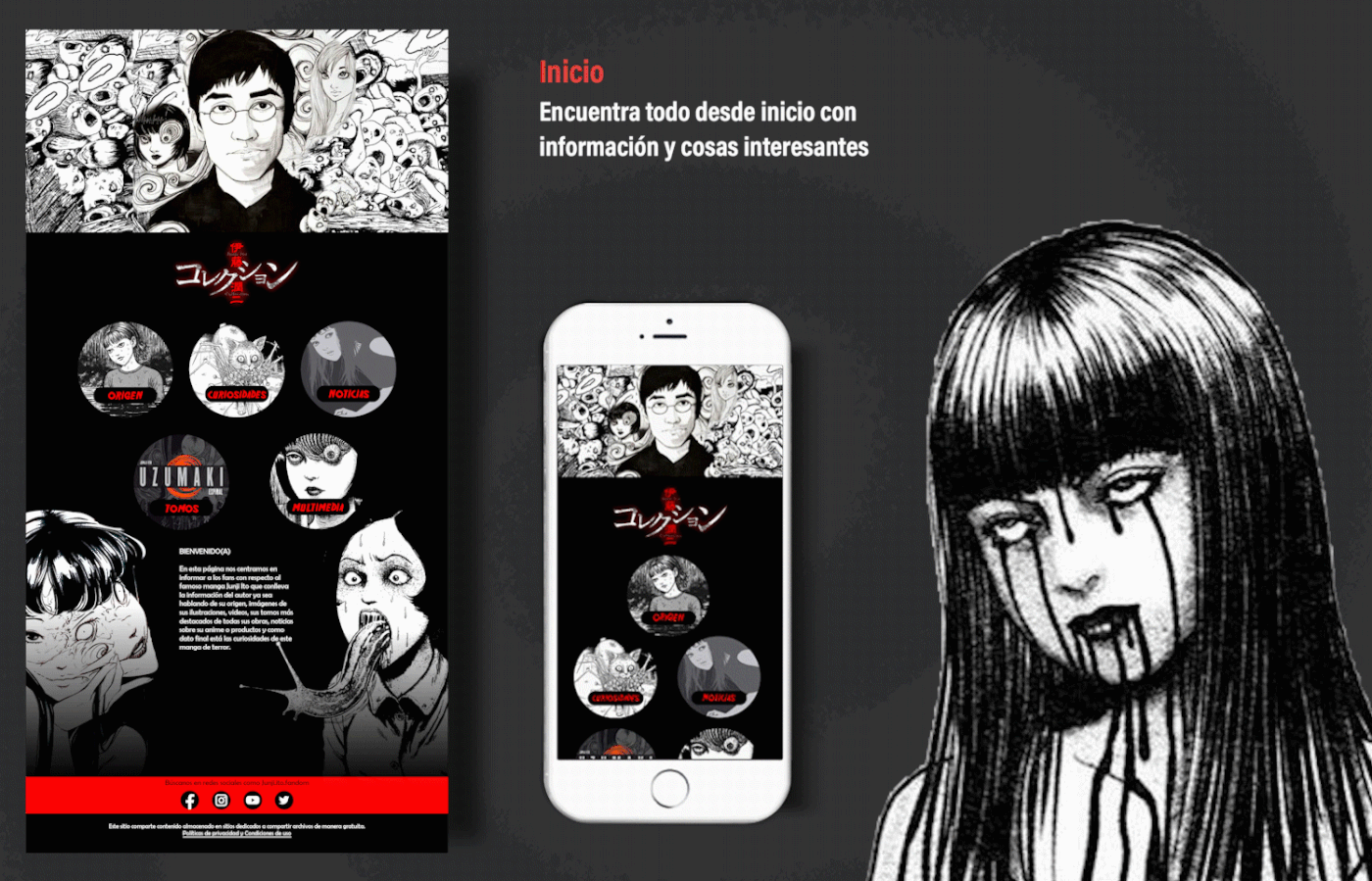anime diseño diseño gráfico Diseño web graphic design  horror junji ito junjiito Terror Web