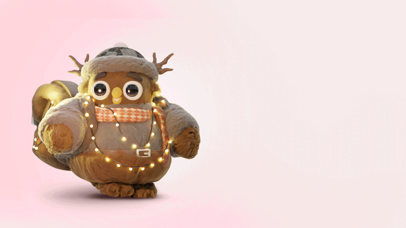 3dmodel christmas character ILLUSTRATION  3Dillustration 3dmodeling blender visualization animation  Chistmasidea owl