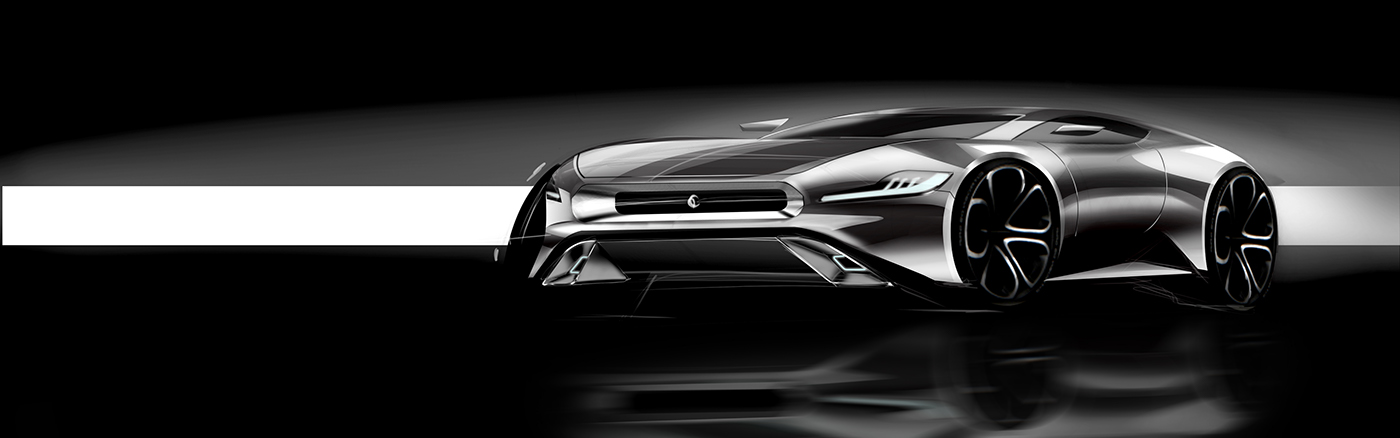 jaguar design exterior Interior coupe photoshop rendering sketch automotive   automobile rough sketchbook concept Cars