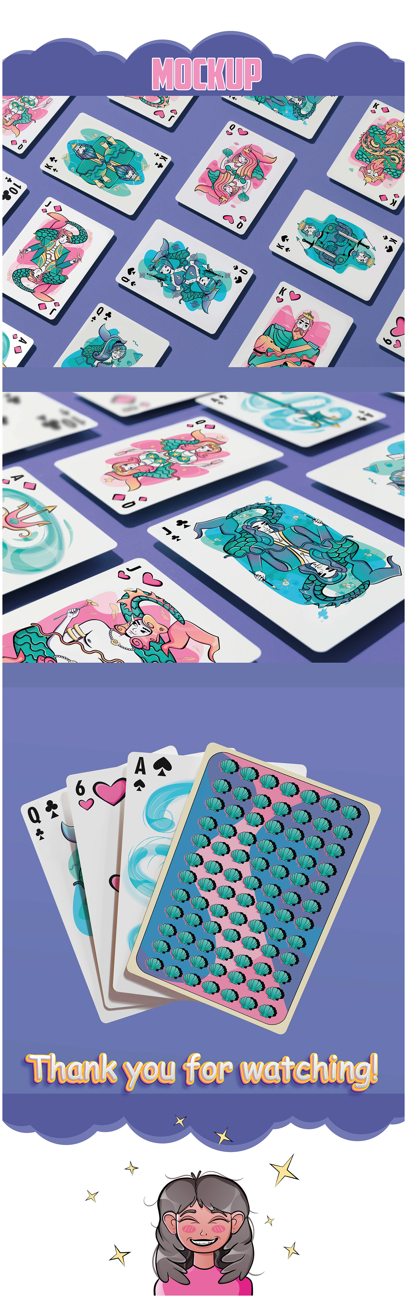 Playing Cards fantastic artwork adobe illustrator vector Adobe Photoshop Illustrator digital illustration Vector Illustration mermaids