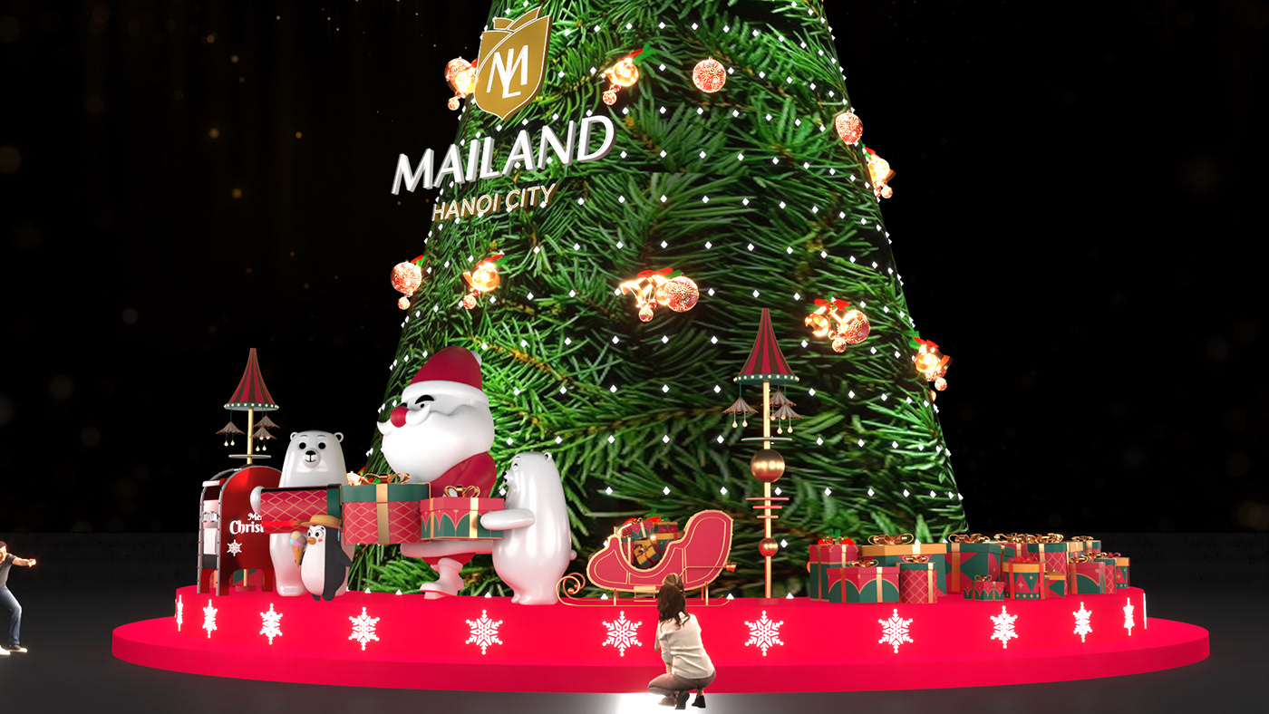 Image may contain: christmas tree, christmas and snowman