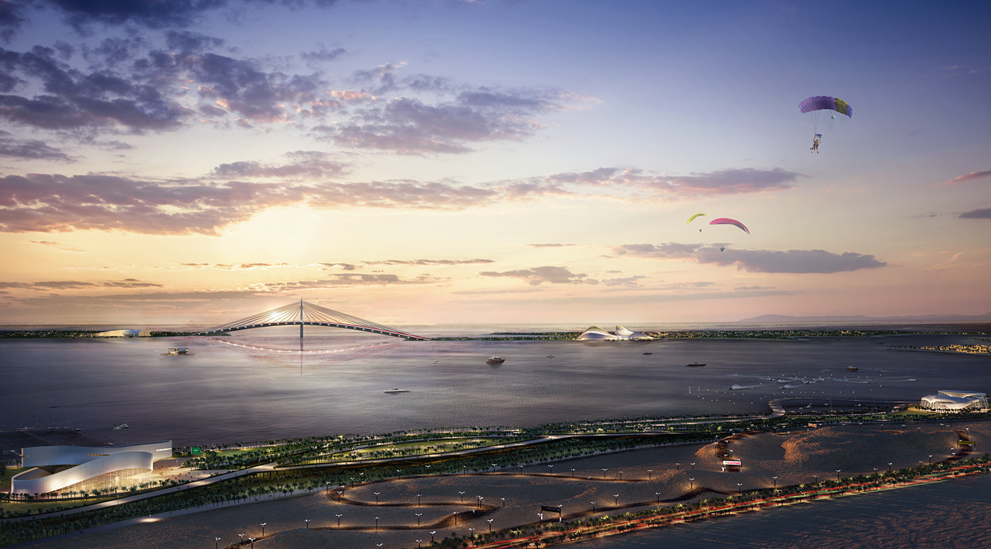 Aerial architecture art desert design digital Masterplan saudiarabia sea Sun