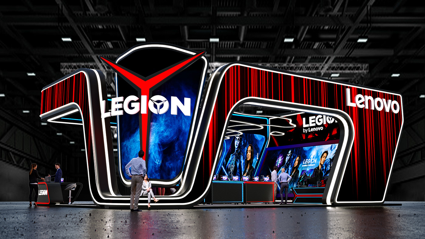 booth Exhibition  Gaming neon Lenovo legion Technology concept BGs Stand
