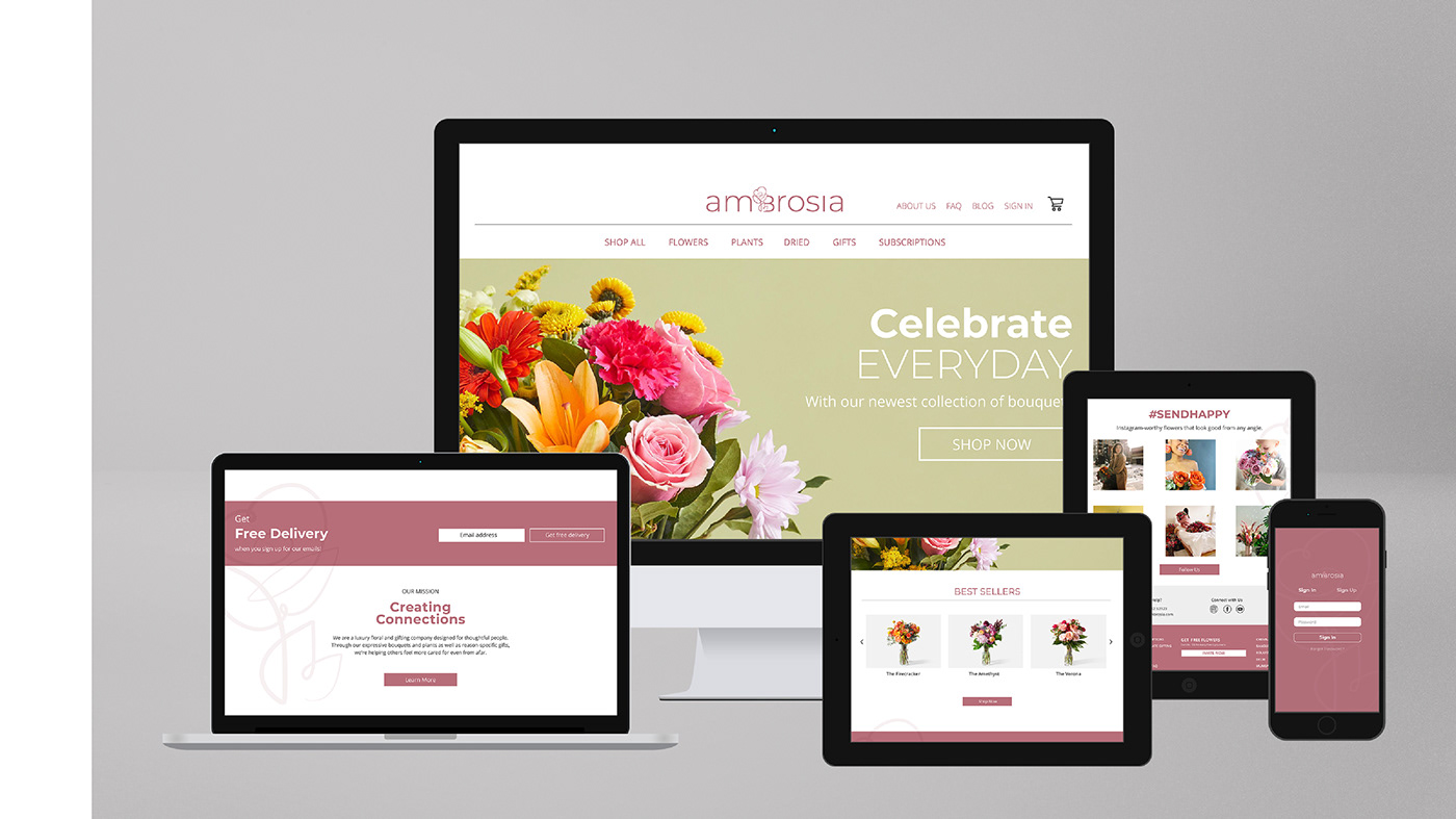 brand identity branding  florist Mobile app Website