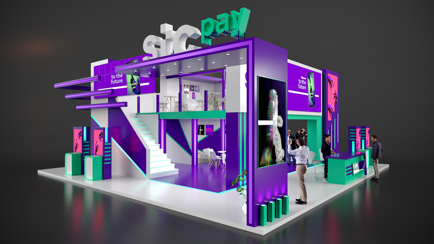 exhibition stand booth Stand 3D Render Technology stc pay booth design