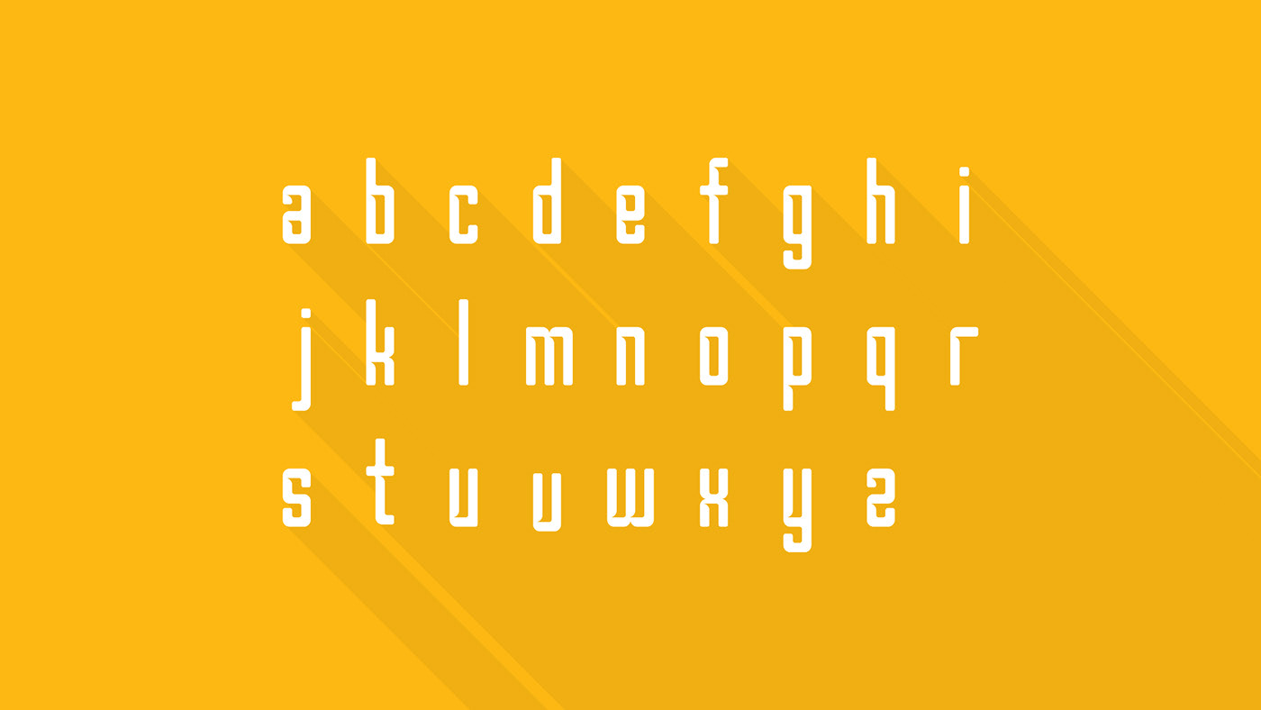 borg Typeface font alphabet lettering geometric Sweden hole cut minimal free curves yellow furniture ikea