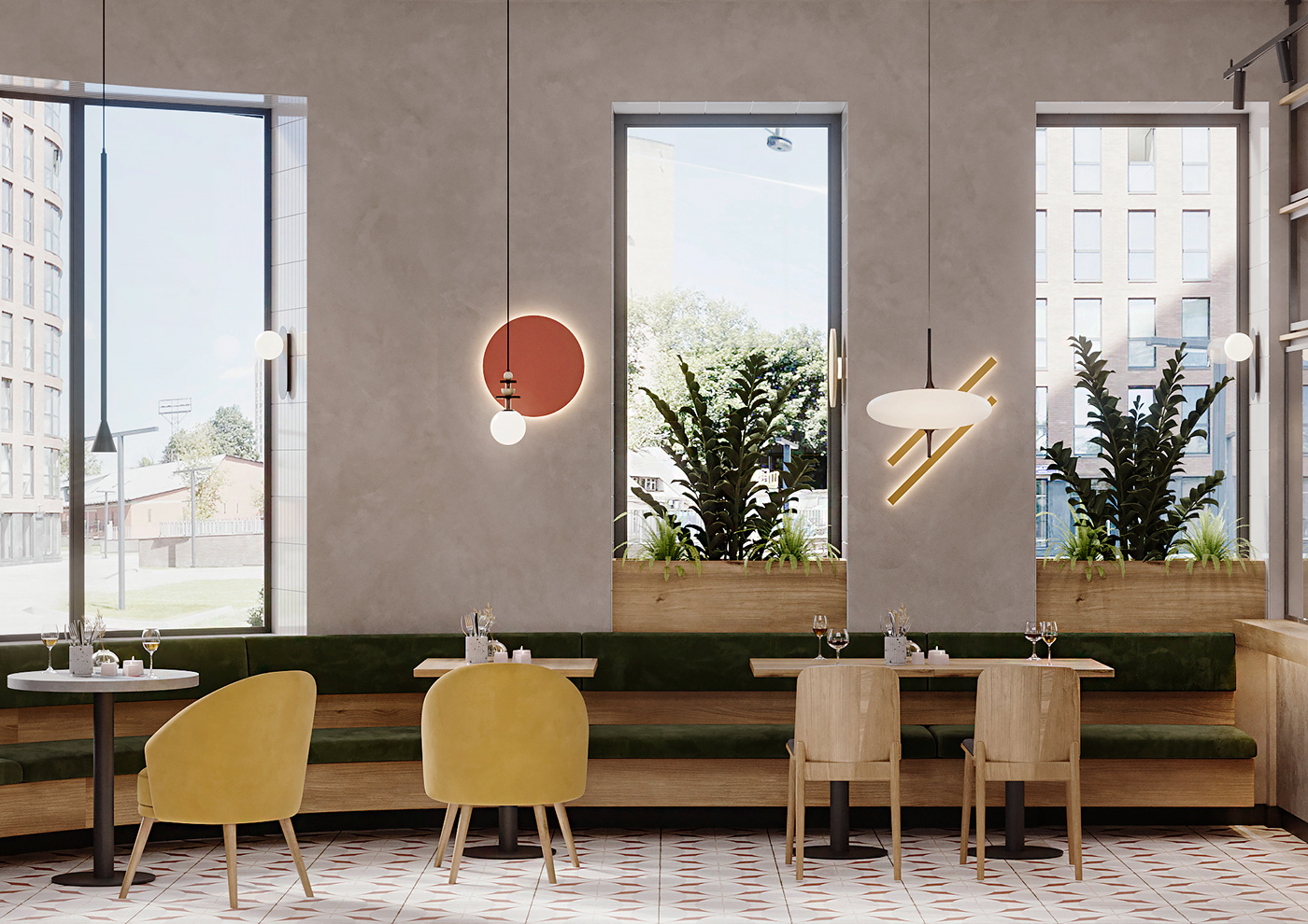 interior design  coffee shop Coffee restaurant painting   concrete color Pizza Italy bar
