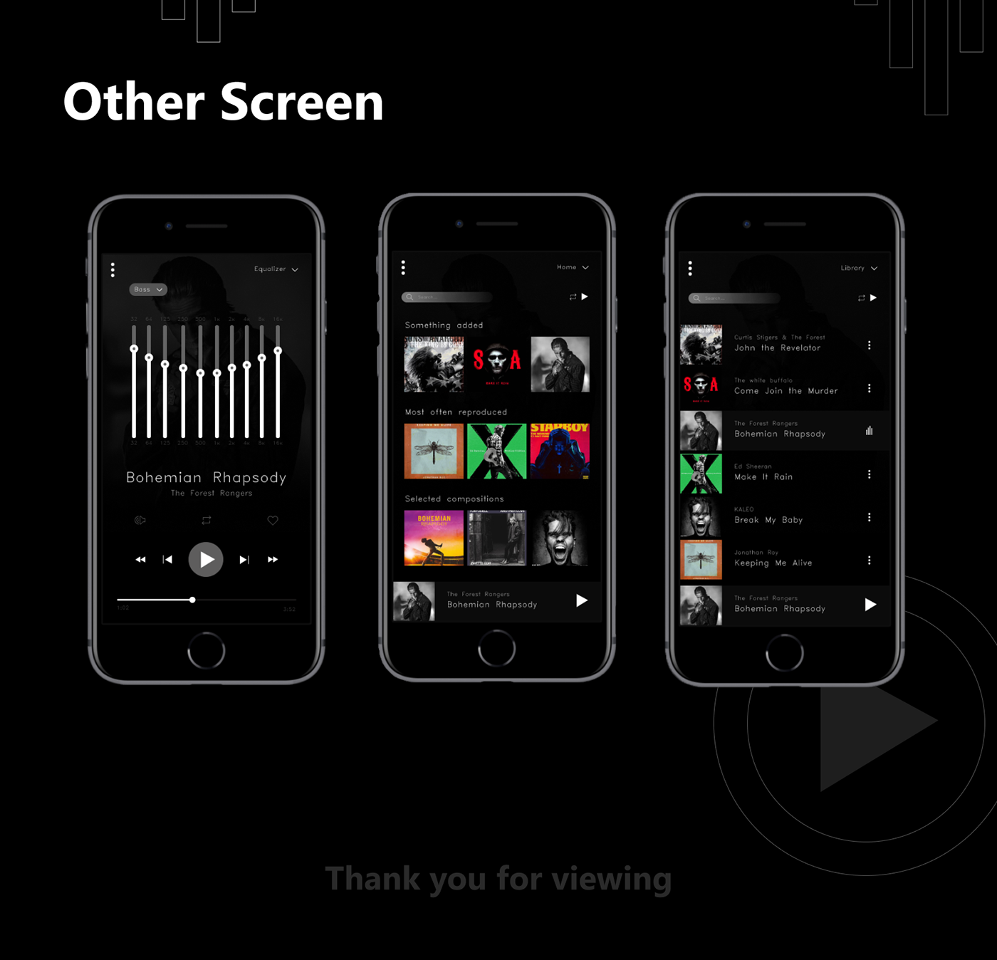 app black minimal mobile music player UI UI/UX ux
