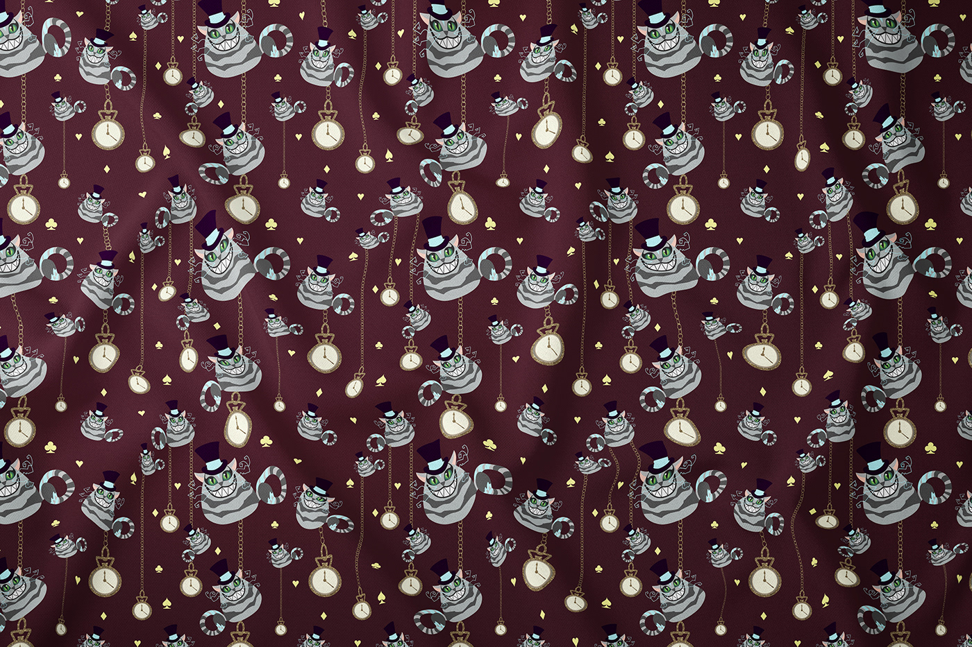 alice in wonderland art cheshire cat pattern textile design  Алиса в стране чудес паттерн текстильный дизайн чеширский кот