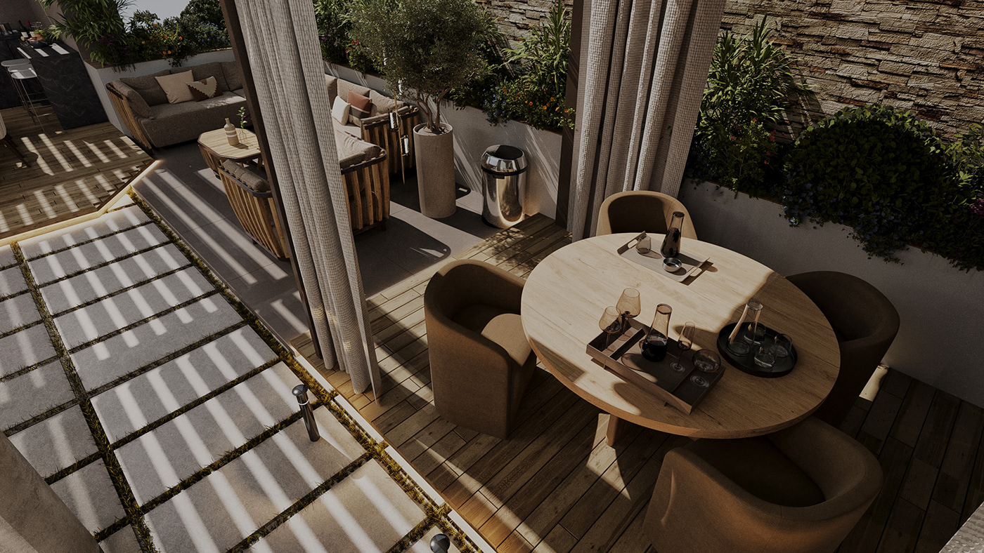 furniture architecture Render visualization exterior 3ds max corona archviz garden roof