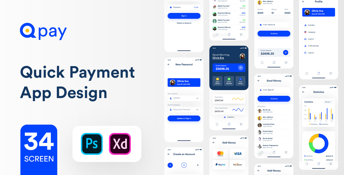 Quick user. Payment UI Design. QPAY. Payment app Design. UX UI app pay.