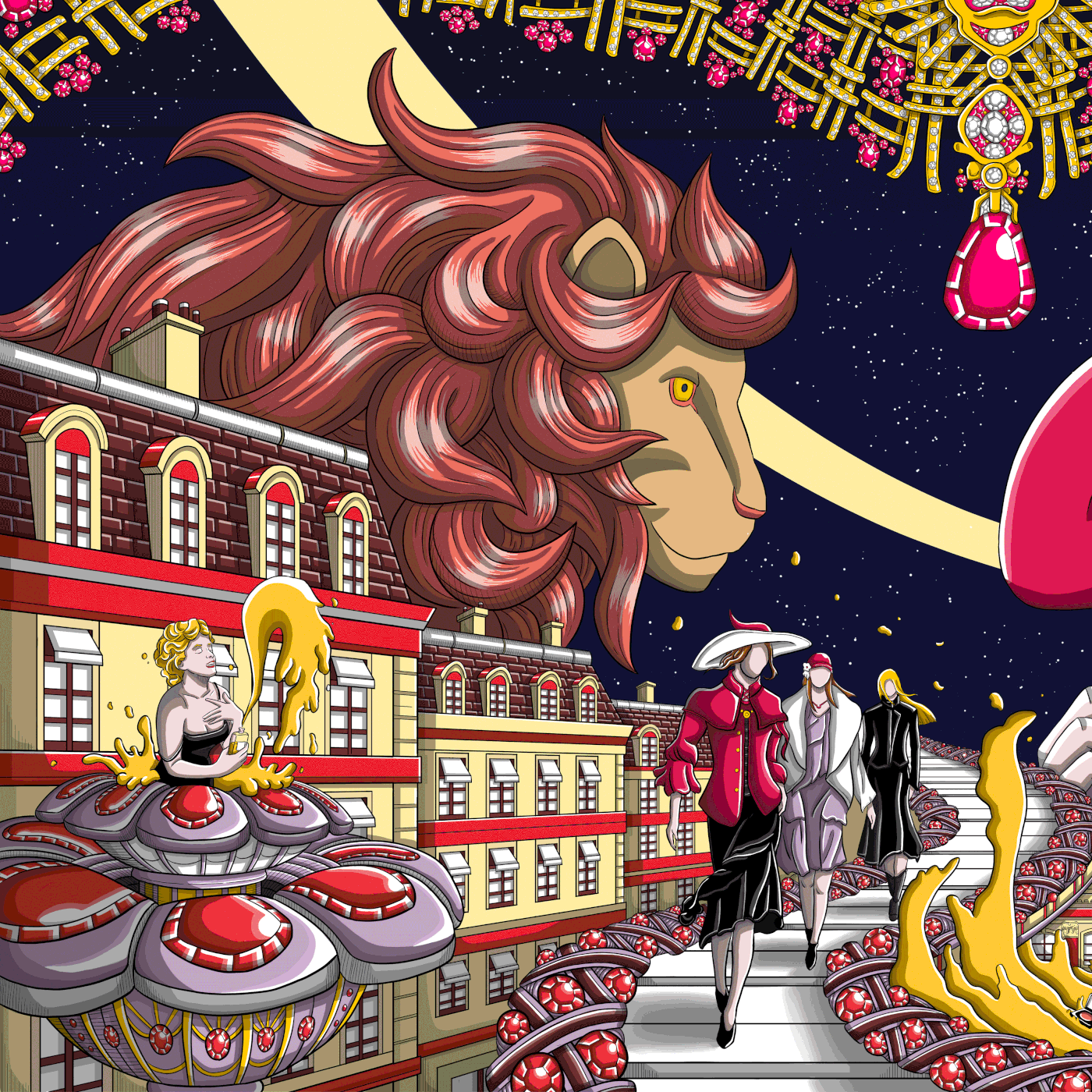 zoom of part of the illustration for luxury brand chanel 