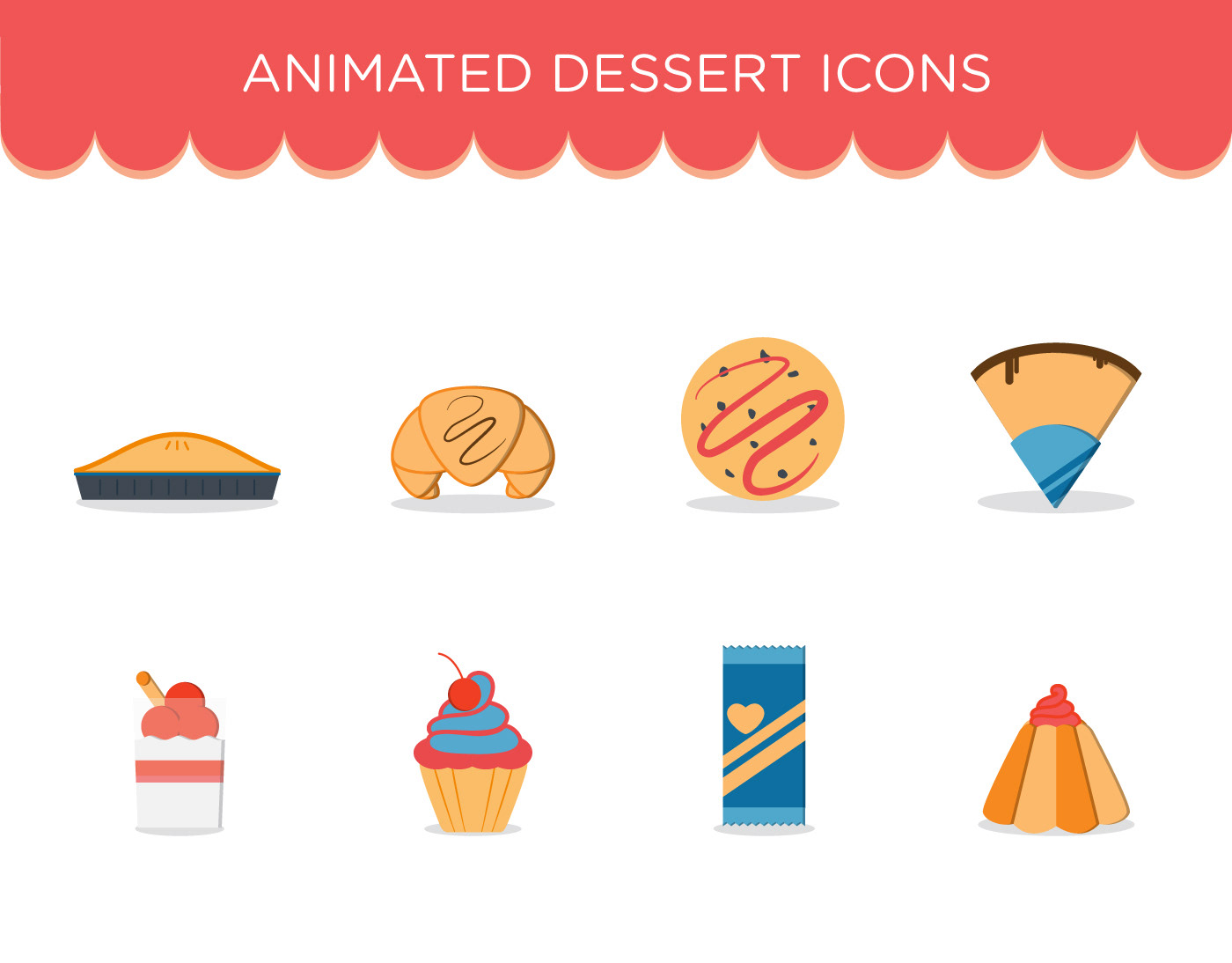 Creme Caramel animated icons cake chocolate cookie CREPES croissant cupcake dessert icons Food  mousse sweet