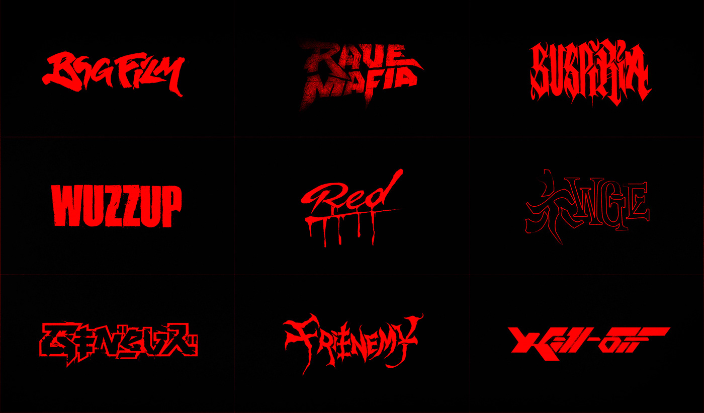 lettering customtype typography   logo Grunge font type logodesign dark art letteringlogo red